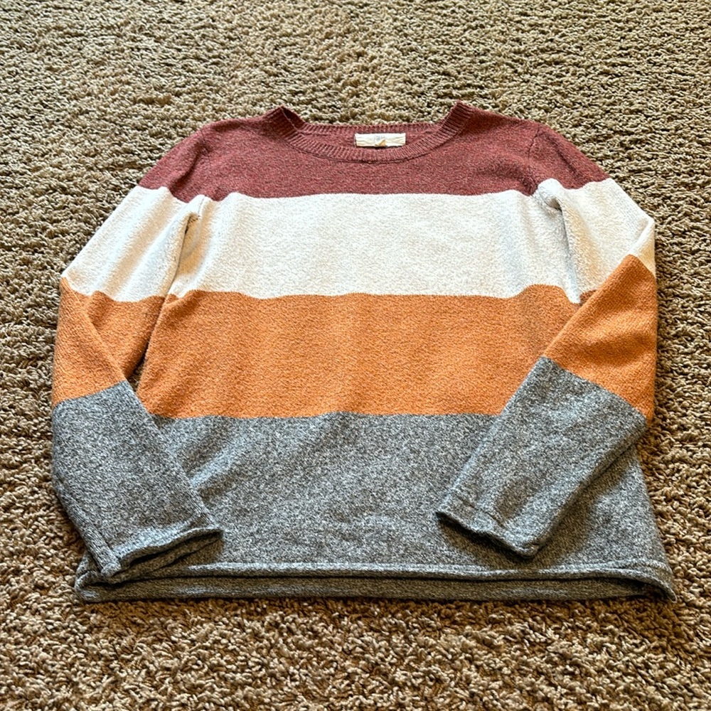 Size small. Striped fall sweater. Lightweight and stretchy.